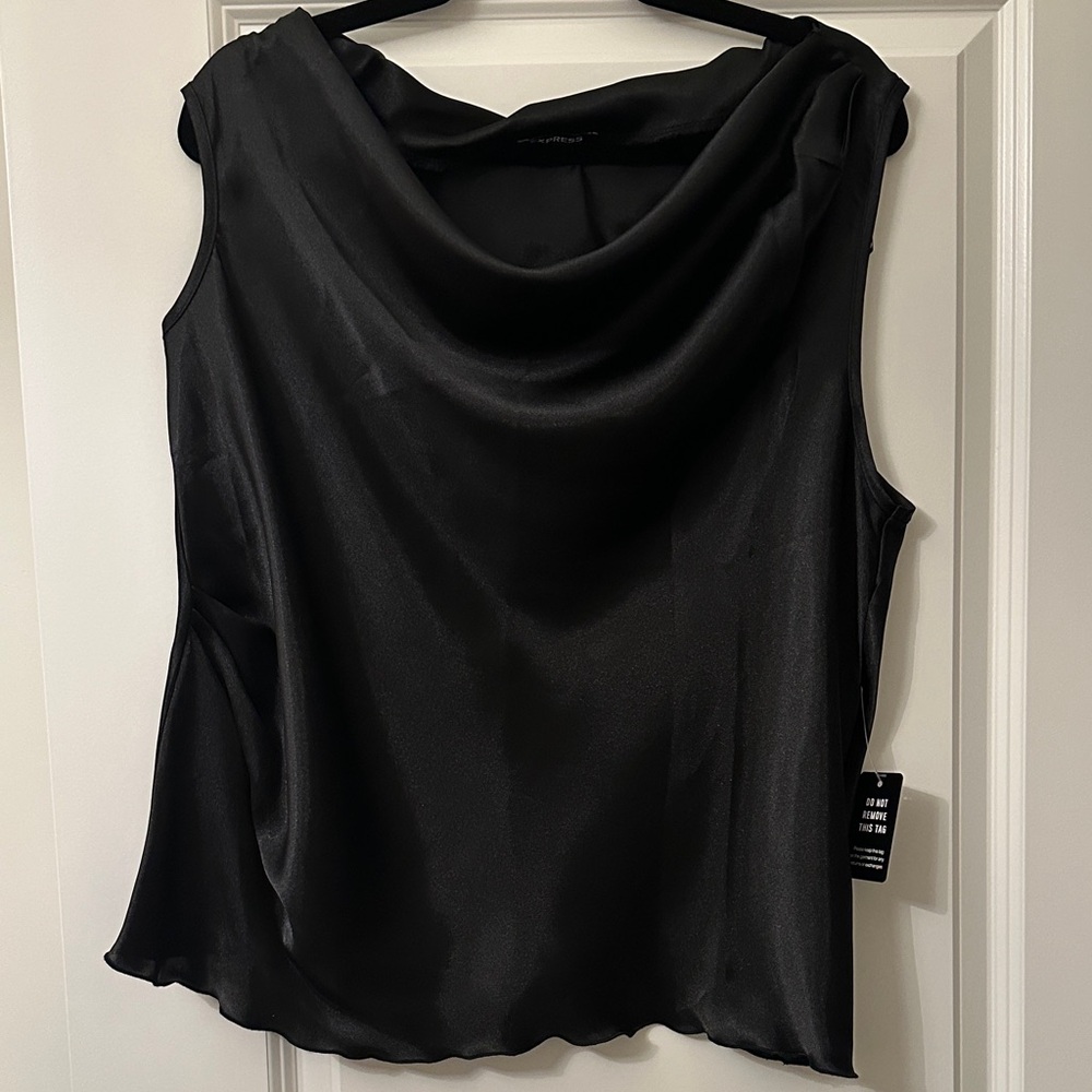 Express Sleek Black Cowl Neck Blouse